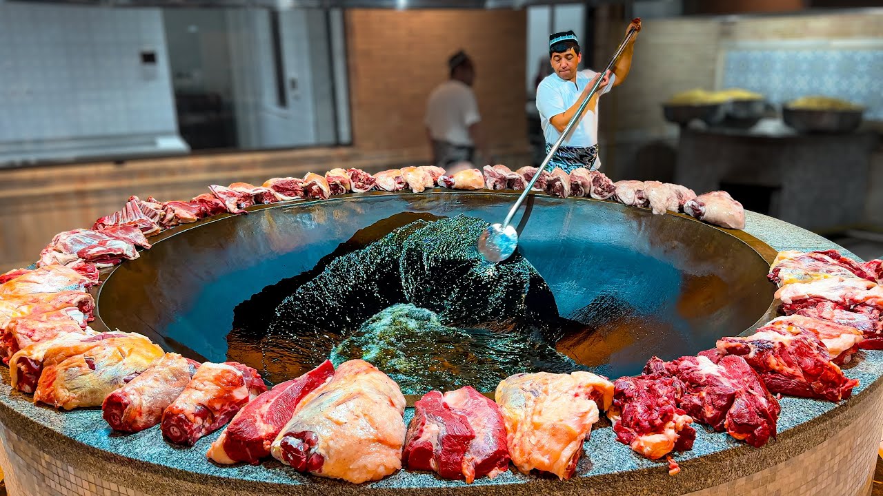 UNREAL! Uzbekistan Cooks 500 KG of Pilaf Daily for 10,000 People in ONE POT! 😱🍚