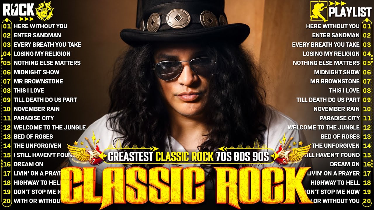 Guns N' Roses, ACDC, Bon Jovi, Metallica, Nirvana, Queen 🎶 Classic Rock Songs 70s 80s 90s Full Album