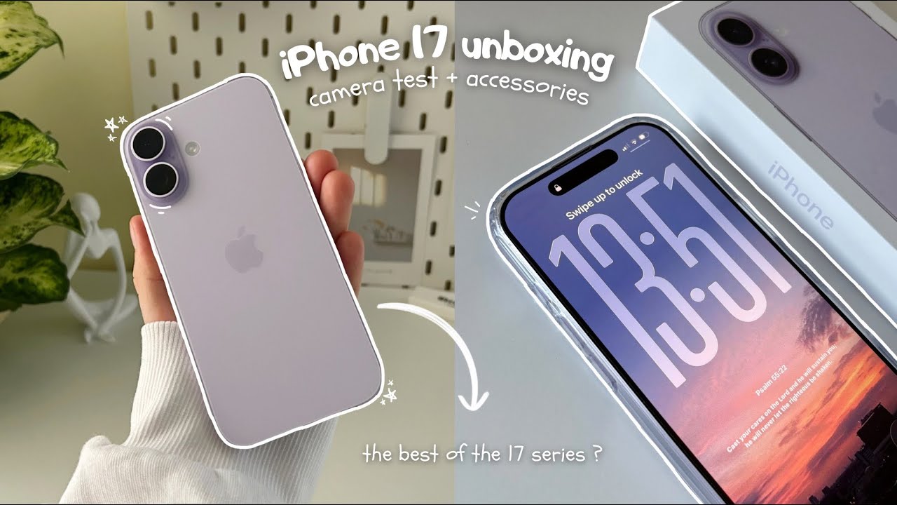  iphone 17 aesthetic unboxing & camera test compared with iphone 16 + essential accessories 🎀