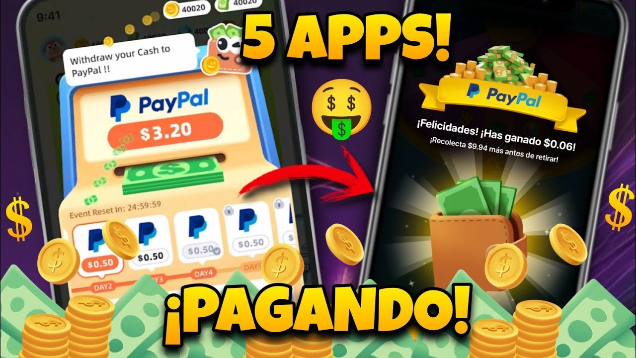✅5! 🤑 MEJORES Aplicaciones para GANAR DINERO en Paypal 2025 🔥🤩