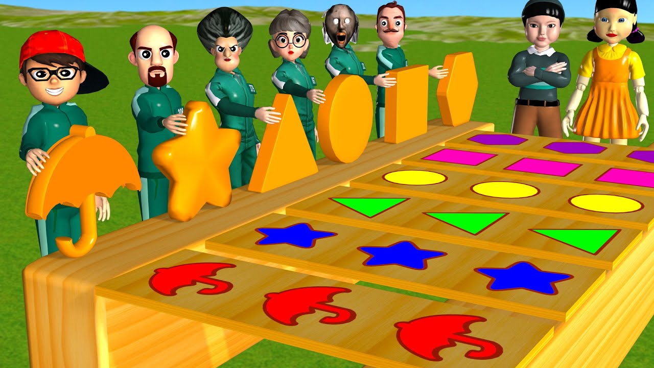 Scary Teacher 3D vs Squid Game Put in Key Dalgona Candy Shapes Challenge Who's Boss