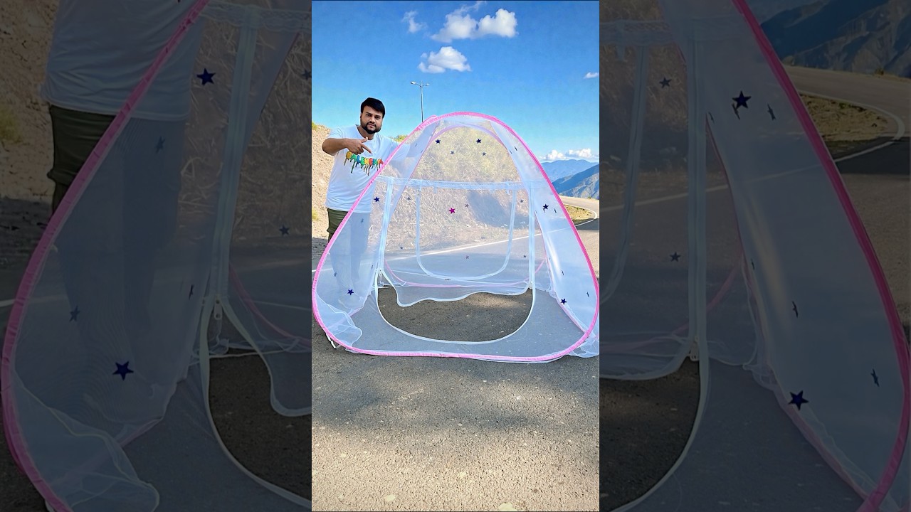 Queen Size Easy Folding Polyester Pink Mosquito net Unboxing