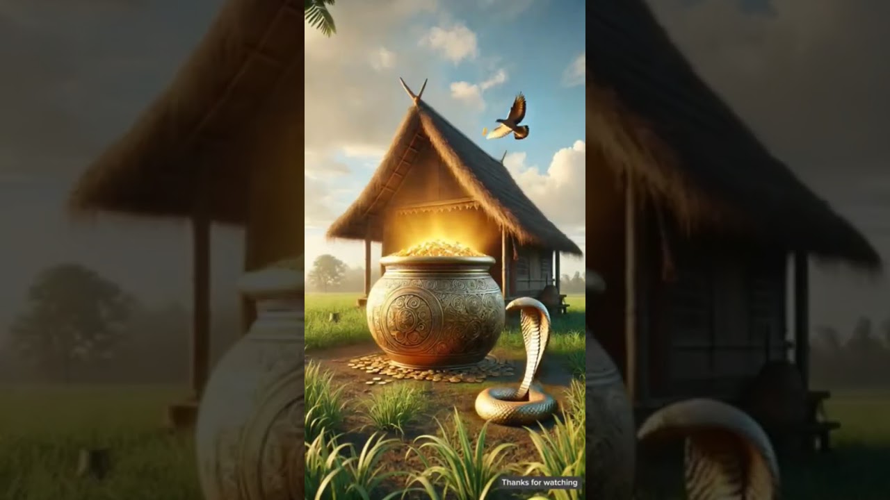 The farmer and the pigeon find a gold pot full of money in the field#farmer #money