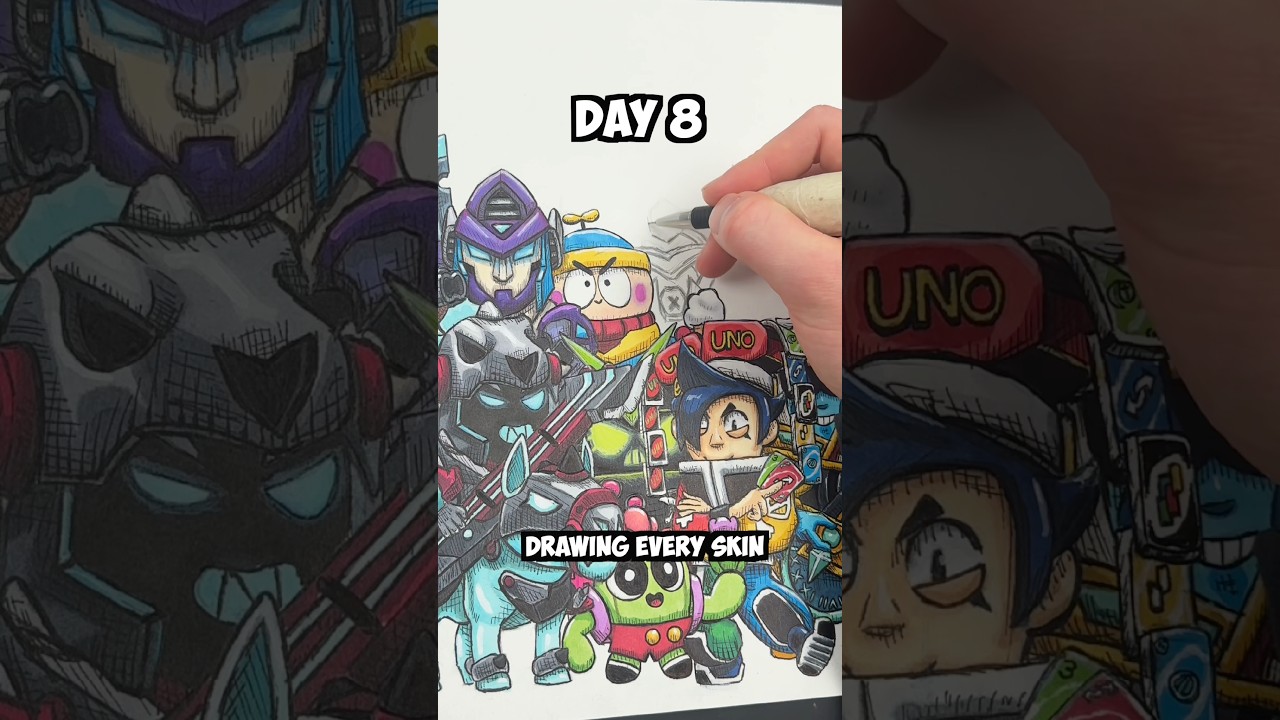 Day 8 Drawing EVERY Brawl Stars Skin - Mecha Colt