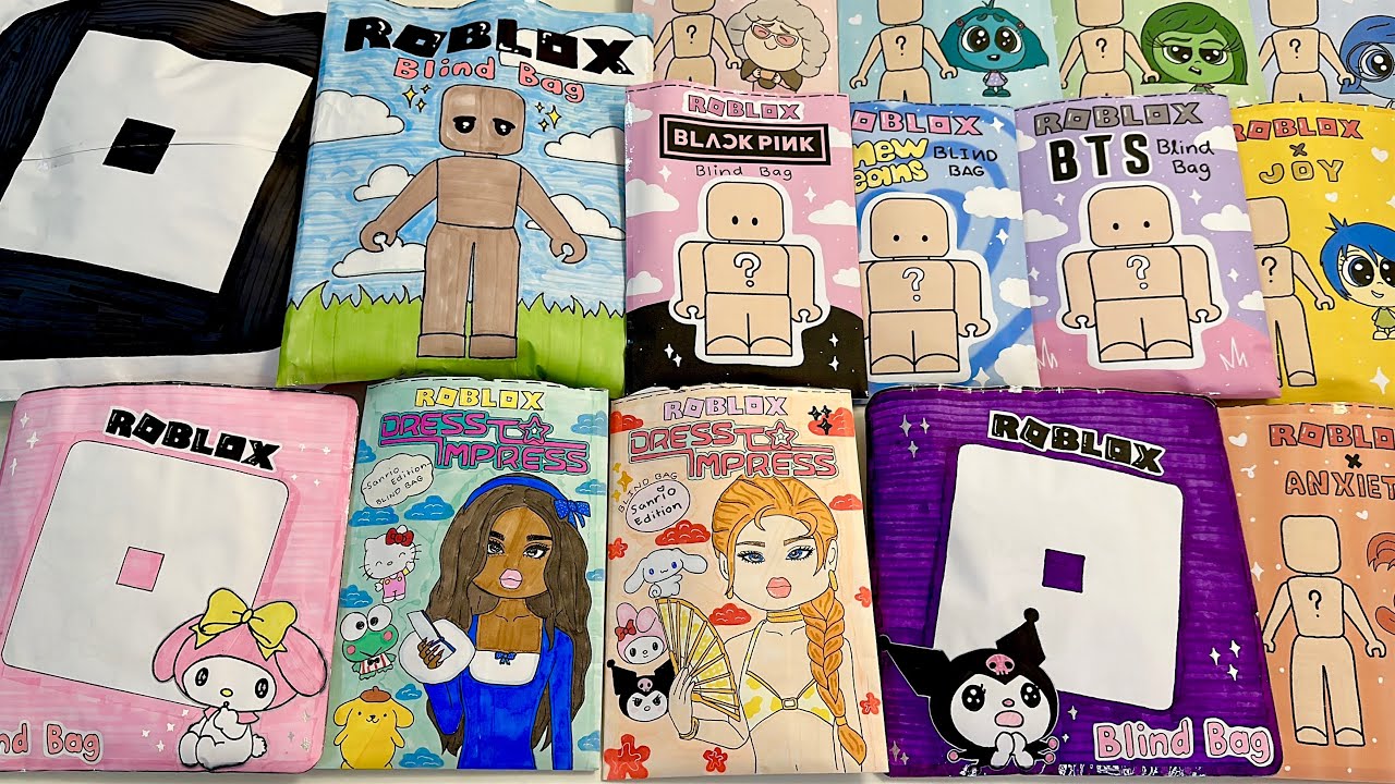 [💸paper diy💸] ROBLOX BLIND BAGS COMPILATION unboxing! | asmr