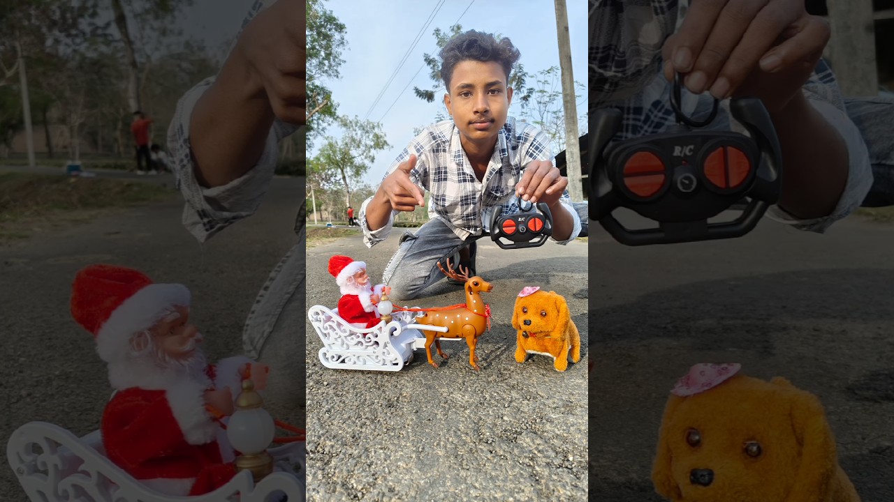 rc dog vs rc Santa clothes unboxing tasting 😱😱shortsfeed toys shorts santacloth unboxing