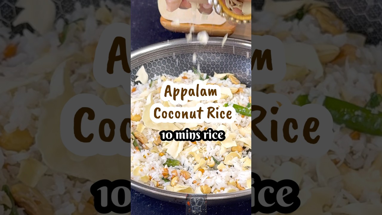 Thengai Sadam | Coconut Rice with Appalam | South Indian Lunchbox Recipe ThengaiSadam CoconutRice