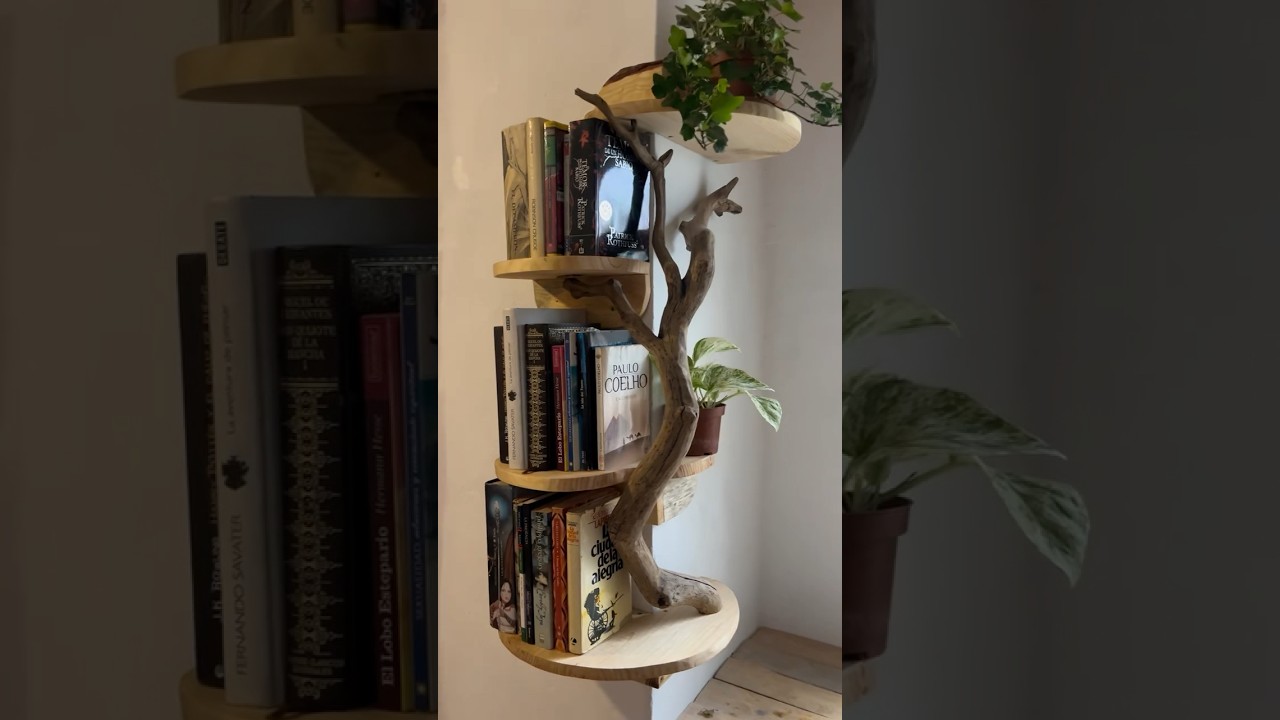This beautiful piece made from a tree by @miss_whitejuditart 🤎#Nature #WoodenShelf #diyprojects
