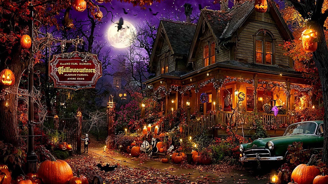 Relaxing Halloween Ambience 🎃 Haunted Halloween Village 👻 Spooky Sounds, Best Halloween Music