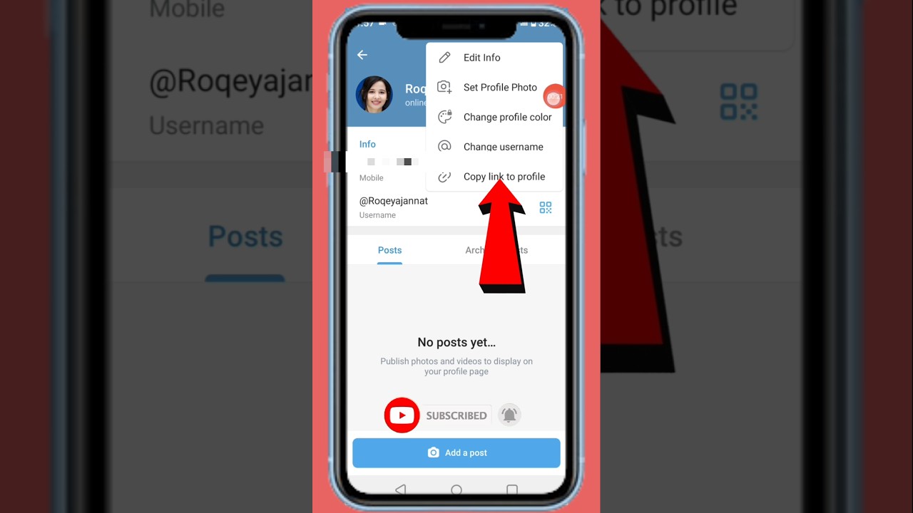 How To Copy Telegram Profile Link shorts telegram link viralvideo viralreels viralshorts