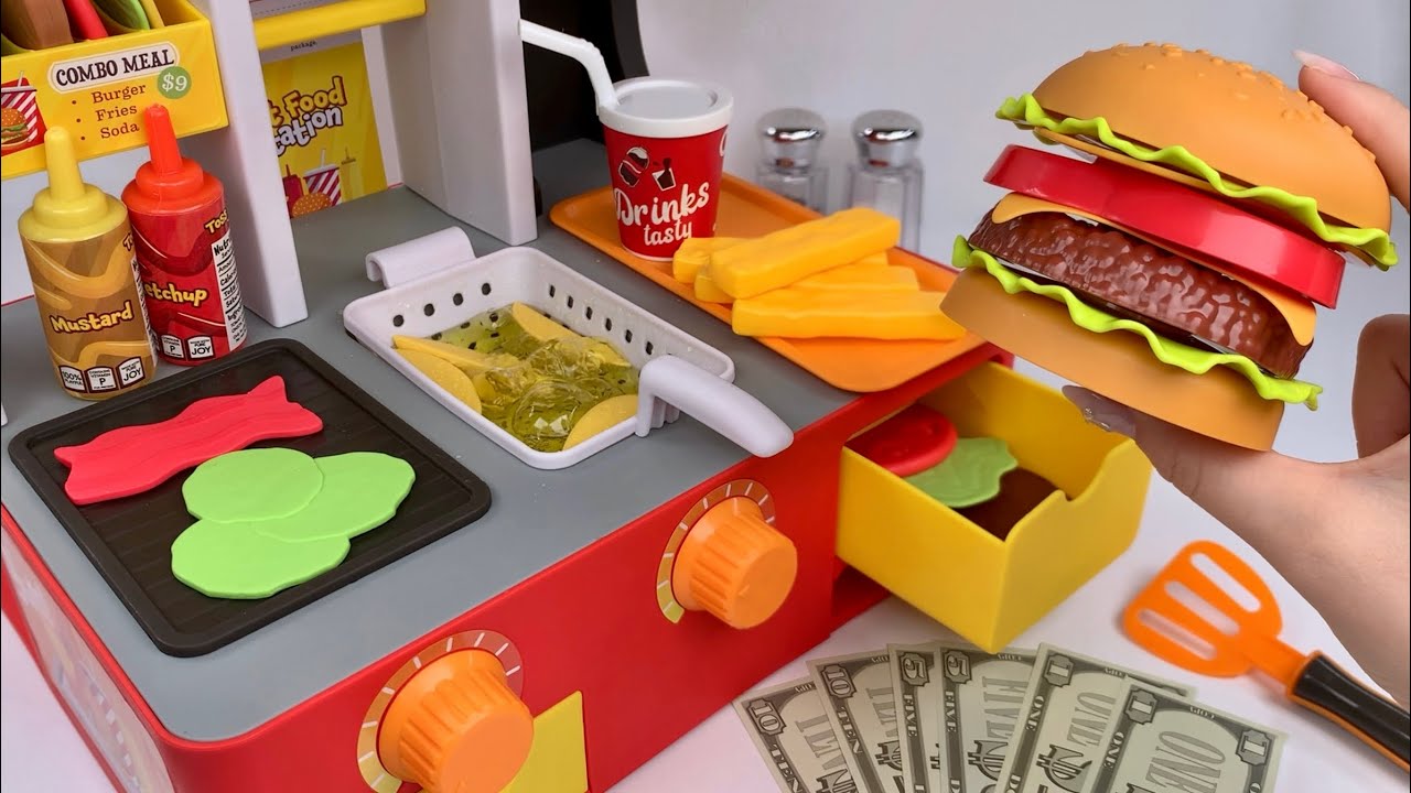 [🐰toy asmr🐰] Burger Shop Toy Playset ASMR Satisfying with Unboxing No Talking | Review Toys