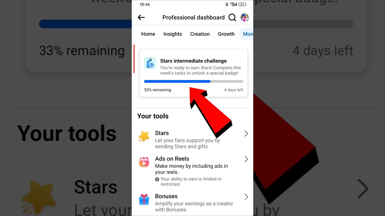 Stars Intermediate Challenge Facebook | Facebook Monetization 😍🤑  #shorts #shortsfeed #facebook