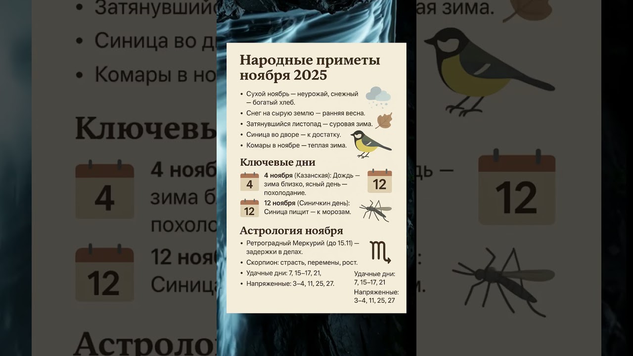 🔥 Народные приметы ноября 2025: что ждёт нас этой осенью?