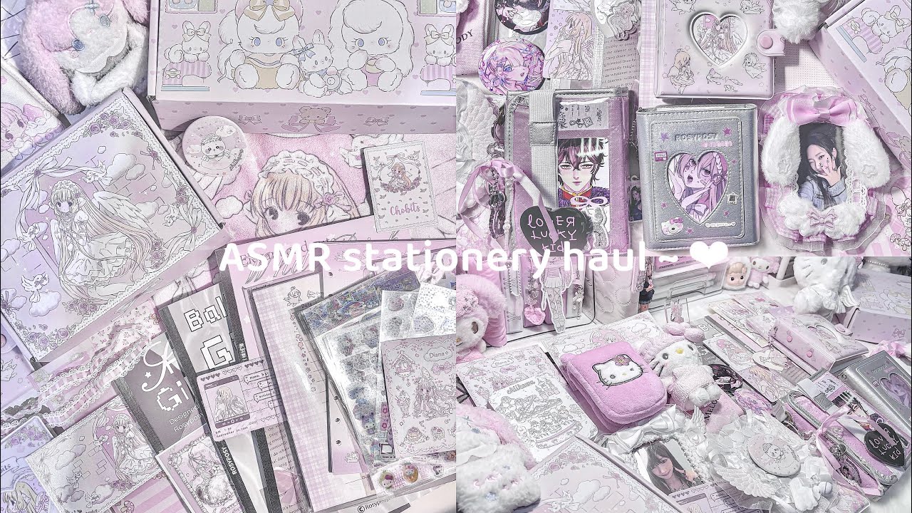 ASMR Huge Stationery Haul chill unboxing ☾♡ cute items + aesthetic pinterest inspired (with links✈️)