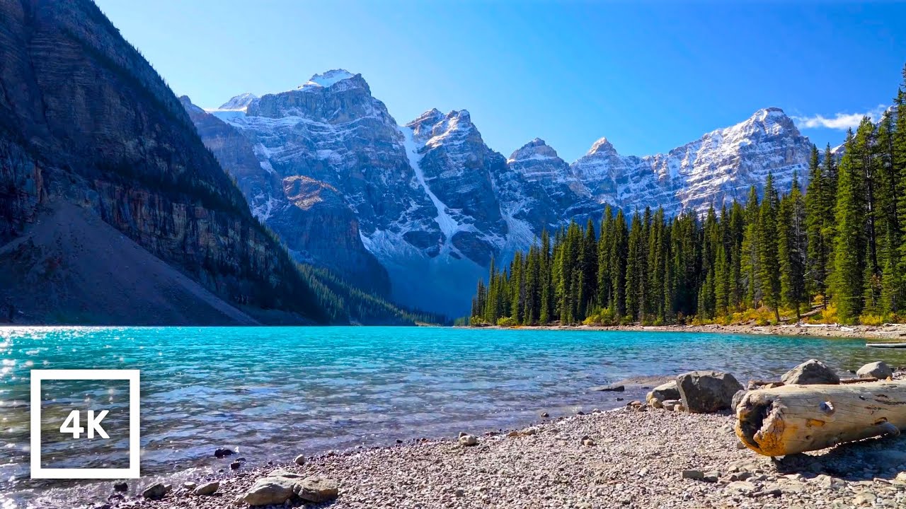 4K Moraine Lake Relaxation | Soothing Water Ambience | Peaceful Nature Sounds for Sleep &amp; Study