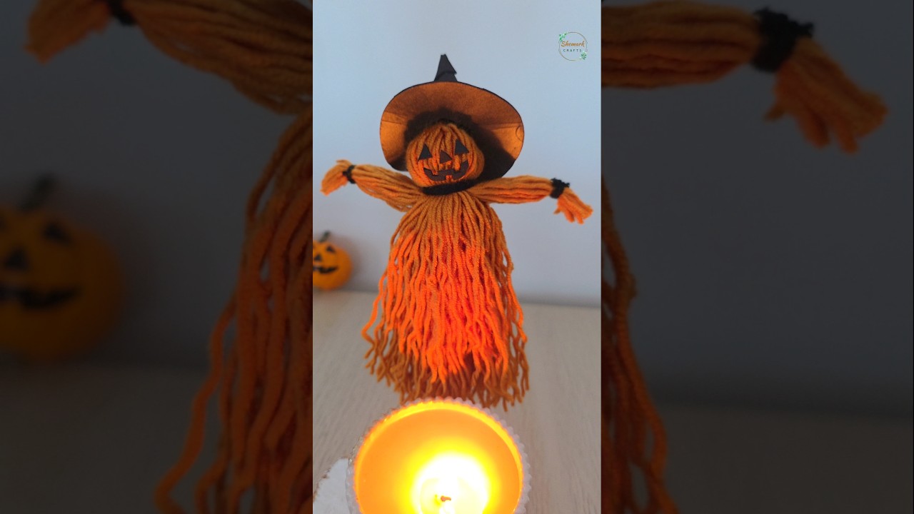 DIY Halloween Decoration Scarecrow 🎃 Easy & Fun Yarn Craft Idea