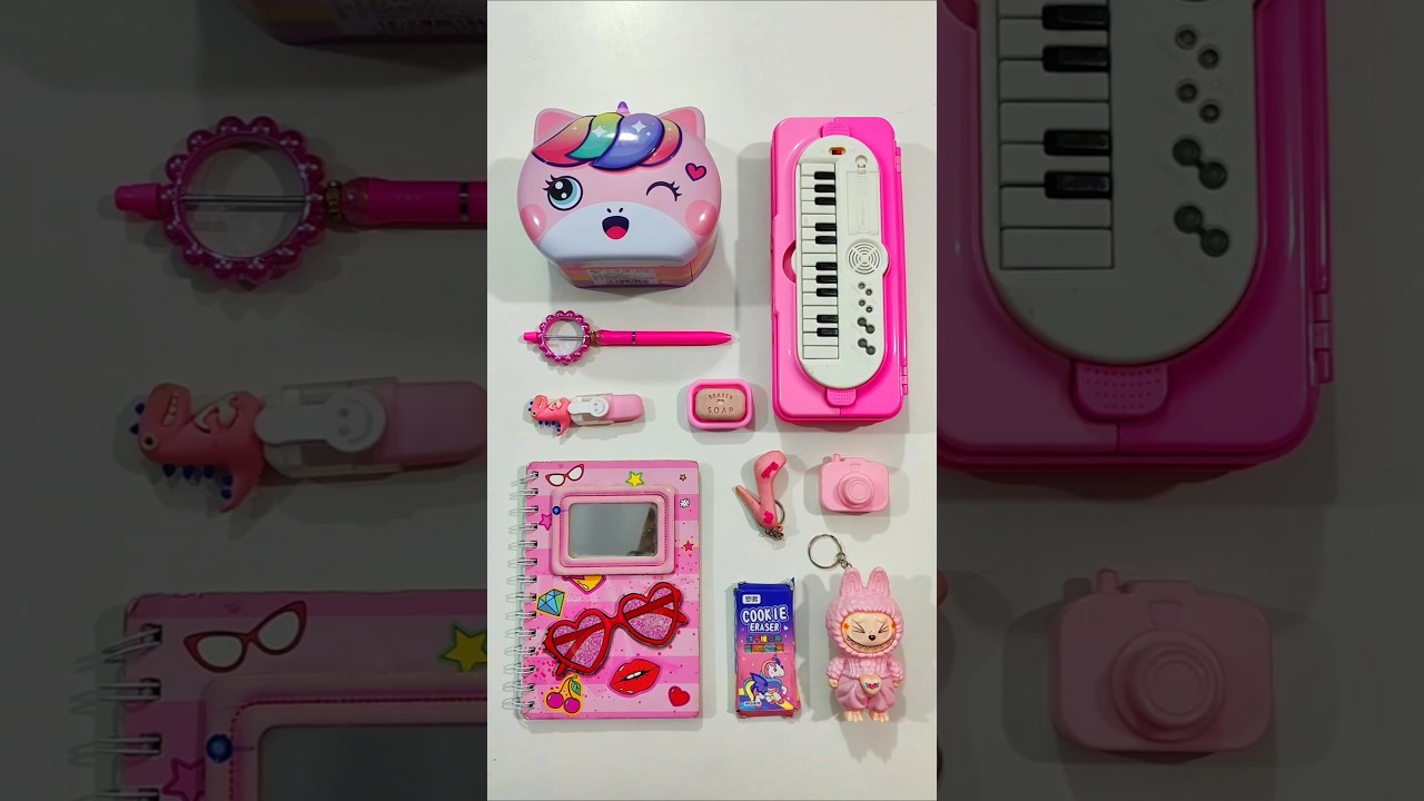 Unboxing Modern Pink Stationery Items, Pencil Box, Pen, Diary, Coin Bank backtoschool stationery