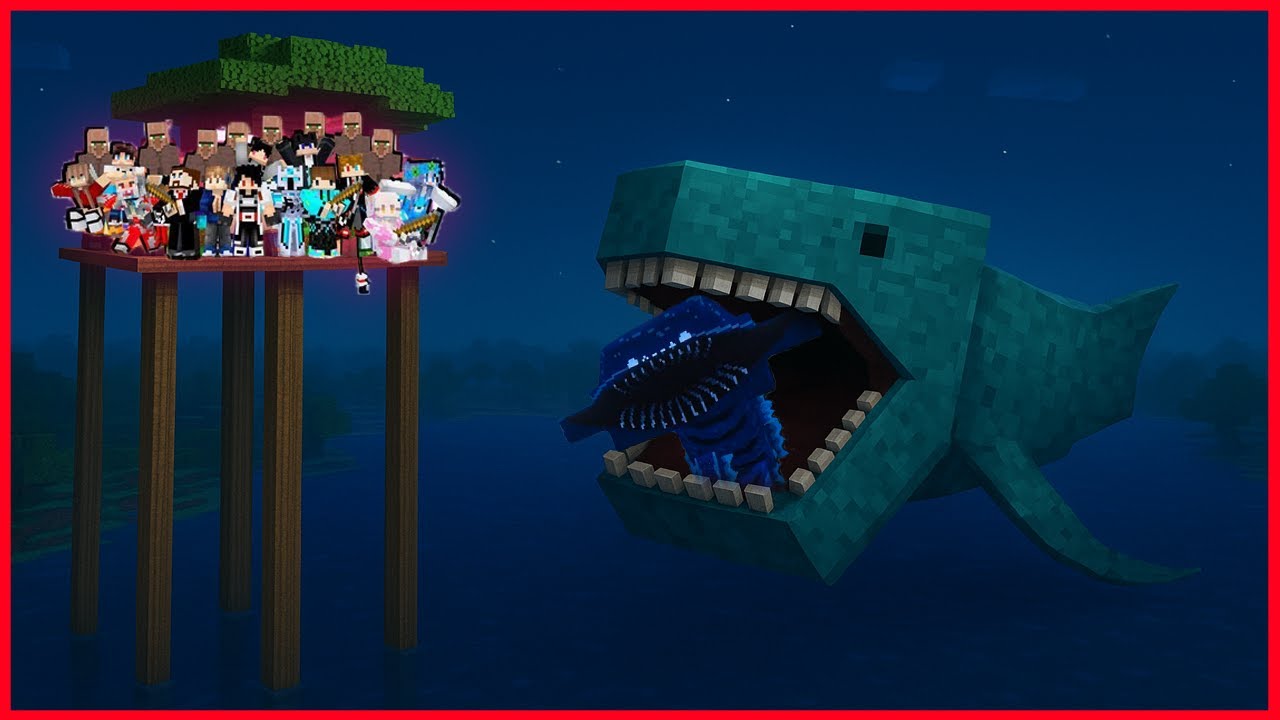 100 HARI BERTAHAN HIDUP DI PULAU HIU THE BLOOP TERBESAR DI MINECRAFT VS MEGALODON DAJJAL !