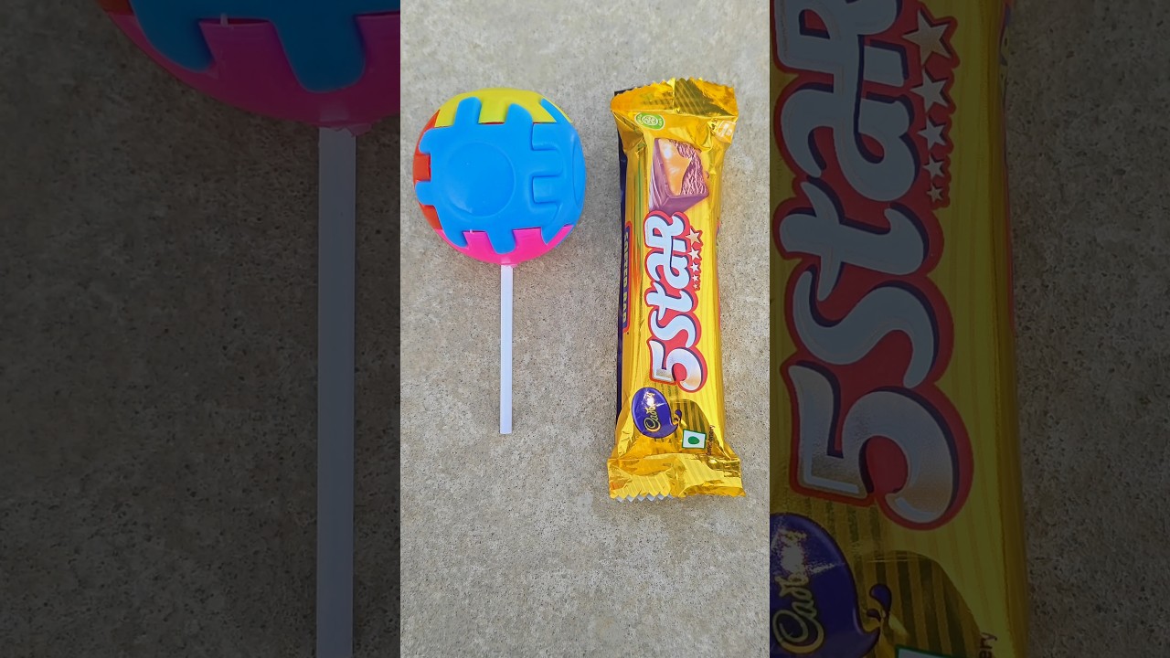 Colourful Roll Cube Lollipop With 5 Star Chocolate Ka Unboxing 😍 shorts cube lollipop chocolate