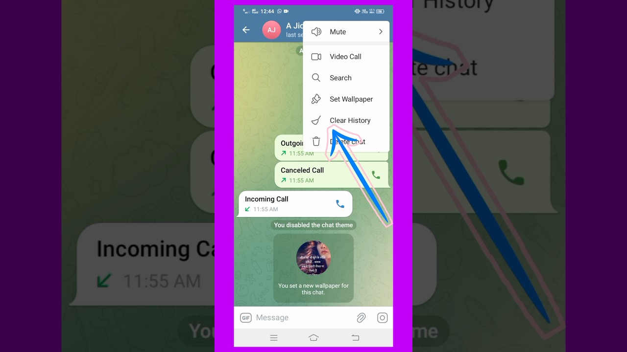 shorts | How to delete chat history on telegram|| viral telegram