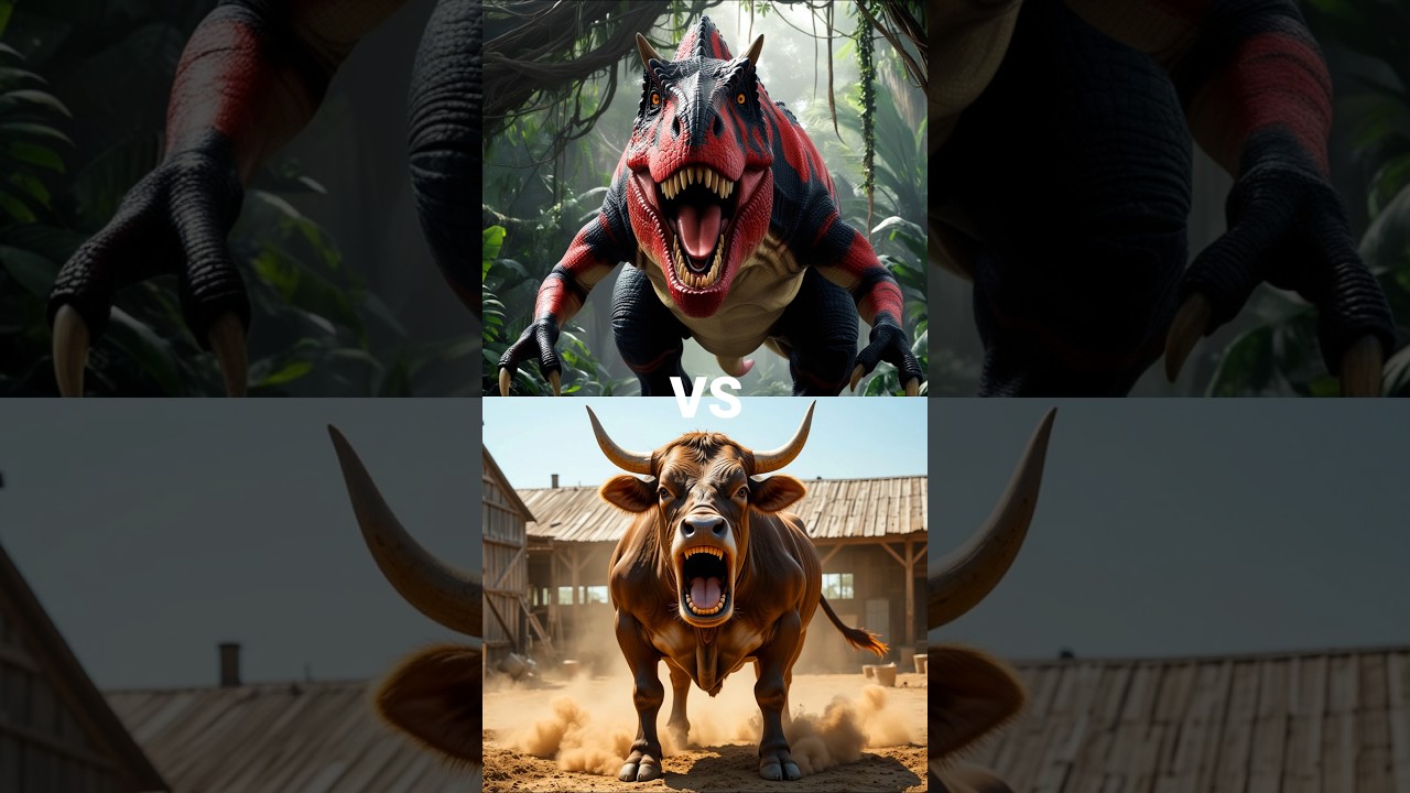 T-rex Dinosaur vs Cow (crocodile, gorilla, werewolf, hellgiant) trex dinosaur cow