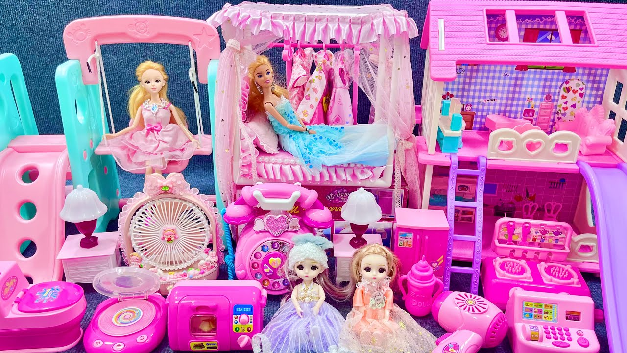 13 Minutes Satisfying with Unboxing Pink Princess House, Cozy Bedroom Collection Review Toys | ASMR