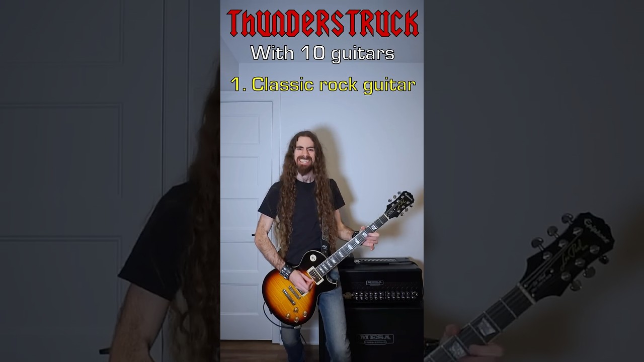 THUNDERSTRUCK with 10 Guitars rock guitar