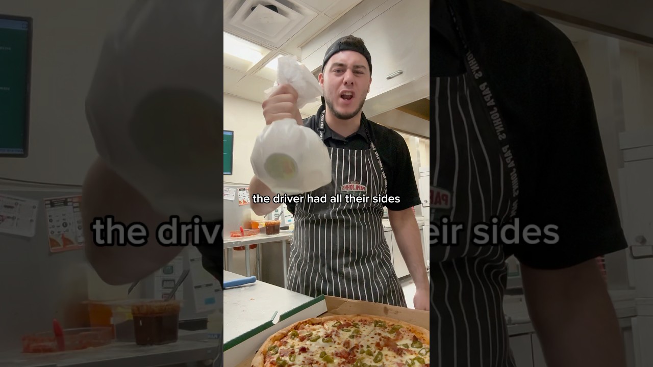 THE DRIVER FORGOT THE SIDES?!?!? pizza youtube youtubeshorts food funny viralvideo cooking