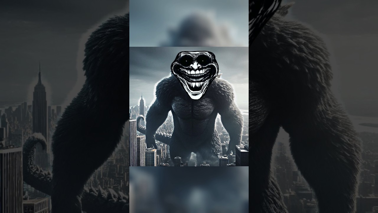 Godzilla vs X kong hybrid animals troll face video kingkong godzilla trending trollface aiart