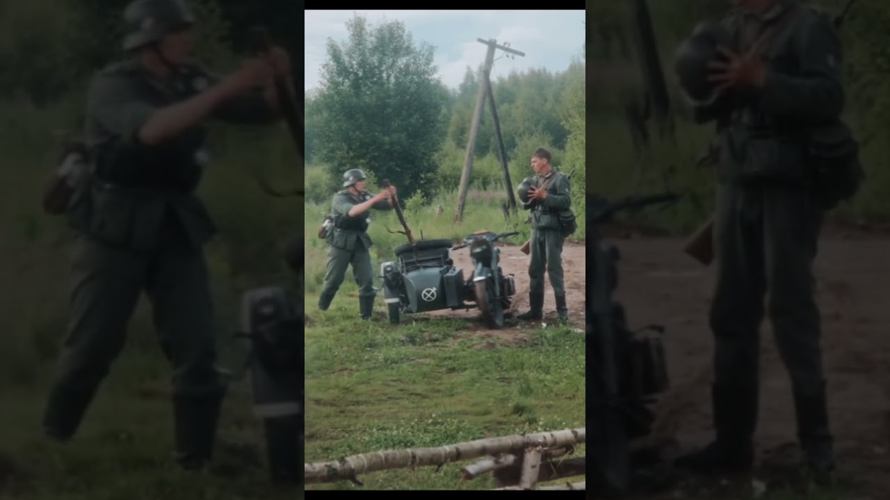 Немцы приезжают в деревню. Кадры из фильма "Капитан. Летом 1941" война ВОВ капитан летом1941
