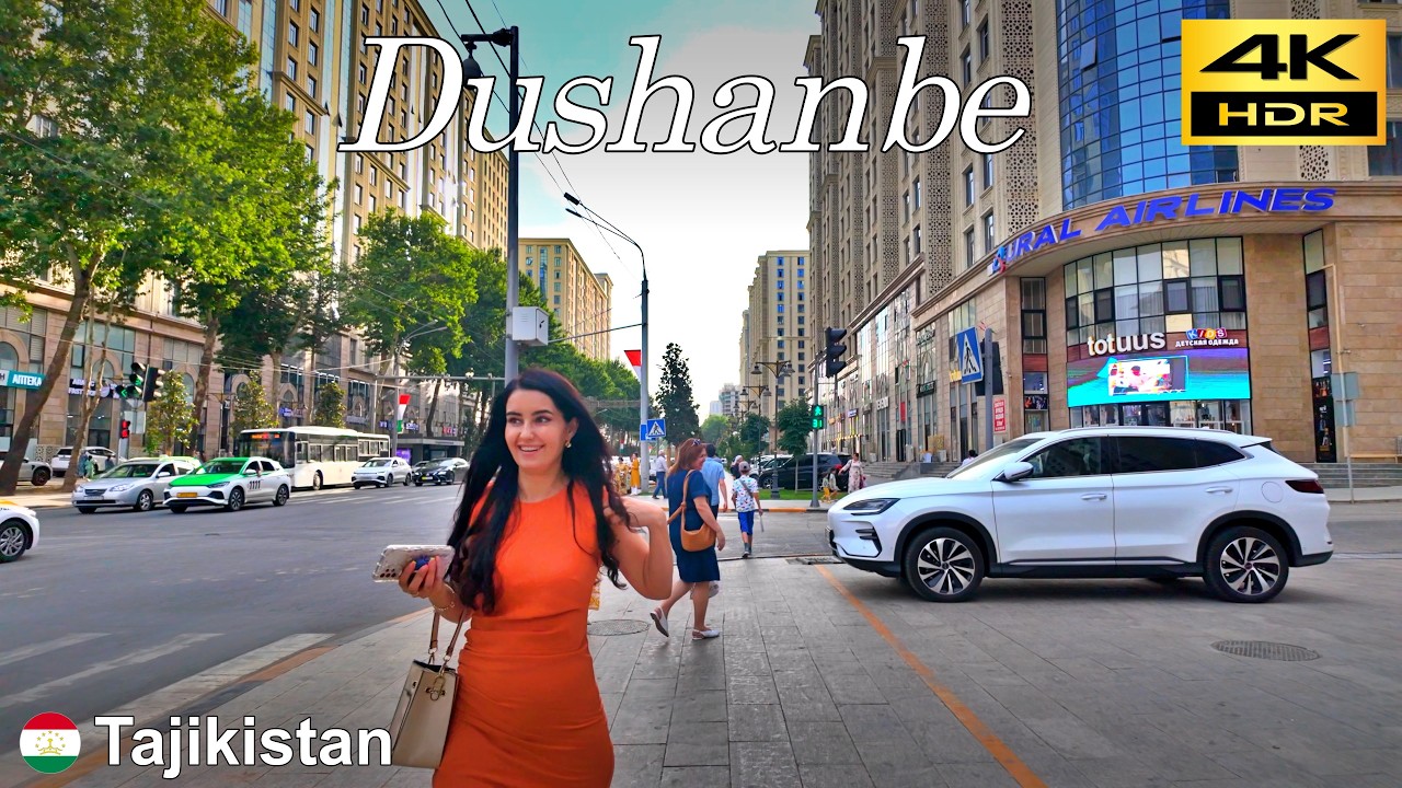 Dushanbe Walking Tour | Evening walk in central Dushanbe | Tajikistan 🇹🇯 [4K HDR]