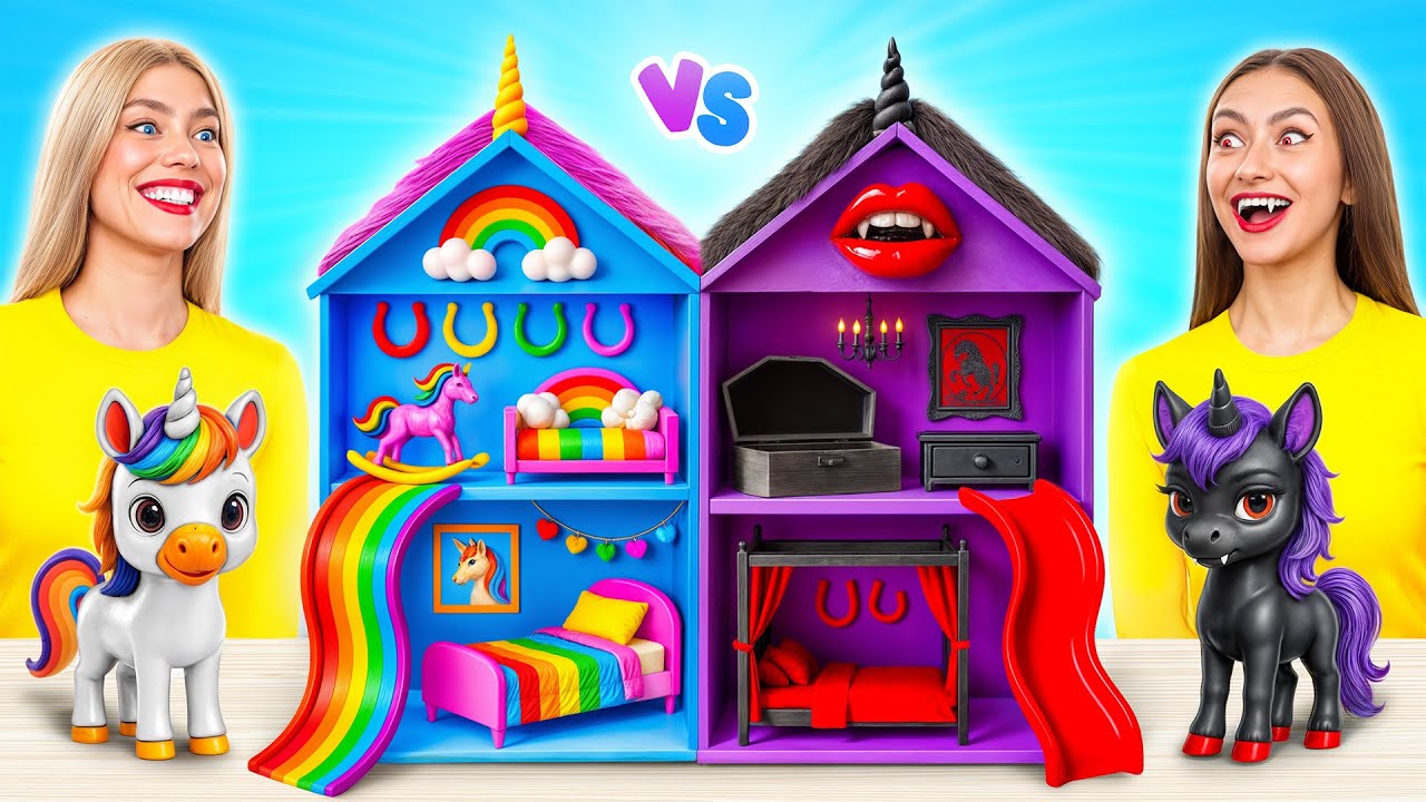 We Build Amazing Doll House | Rainbow vs Black Challenge by Multi DO Girls