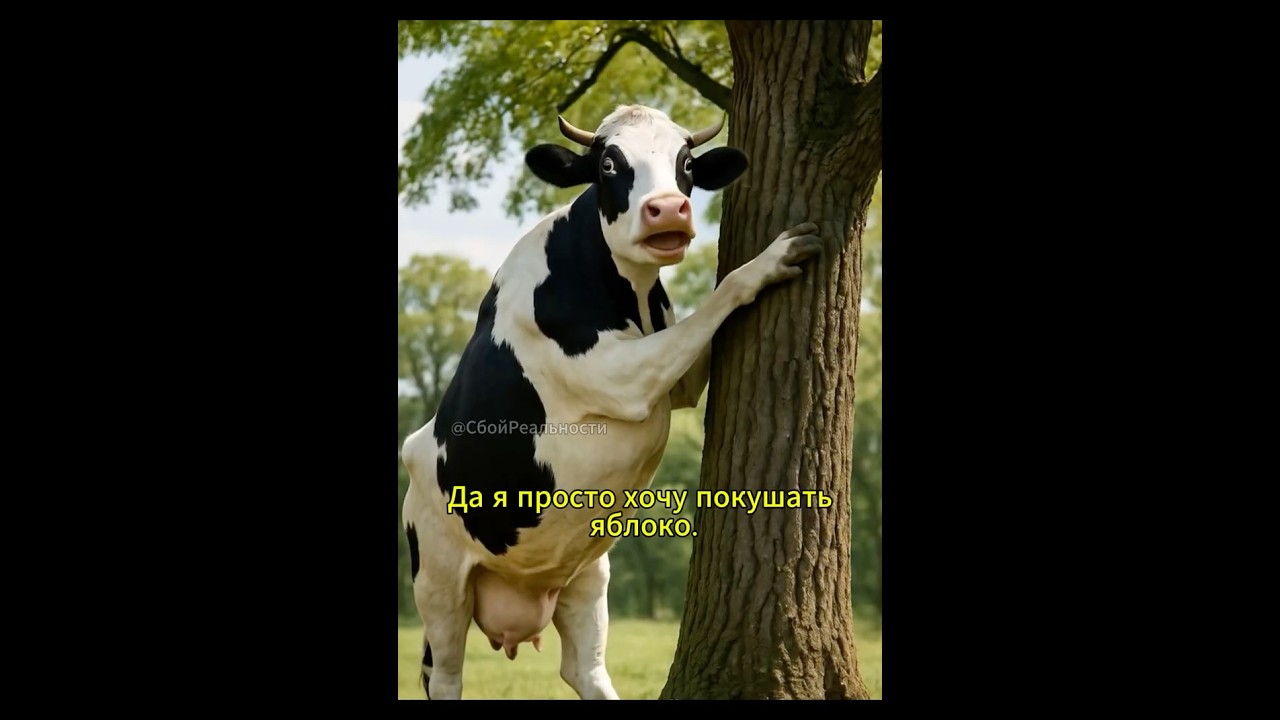 Корова на дереве - нейросеть ai юмор ии мем funny song funnyshorts смешныеживотные viral
