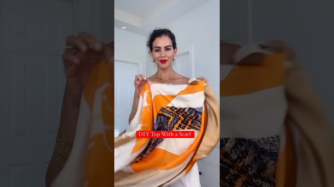 DIY spring top with a scarf! Scarf & Outfit in my LTK, in bio🧣🌸diy hacks scarftutorial scarf