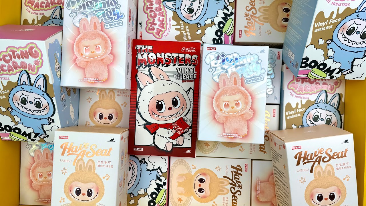 40 Mins ASMR Labubu Mega Unboxing PopMart The Monsters Big into Energy, Tasty Macarons, Have a seat