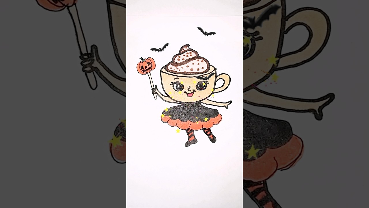 How to draw a cute Halloween 🎃 Cappuccina | Step by step drawing for kids shorts kids