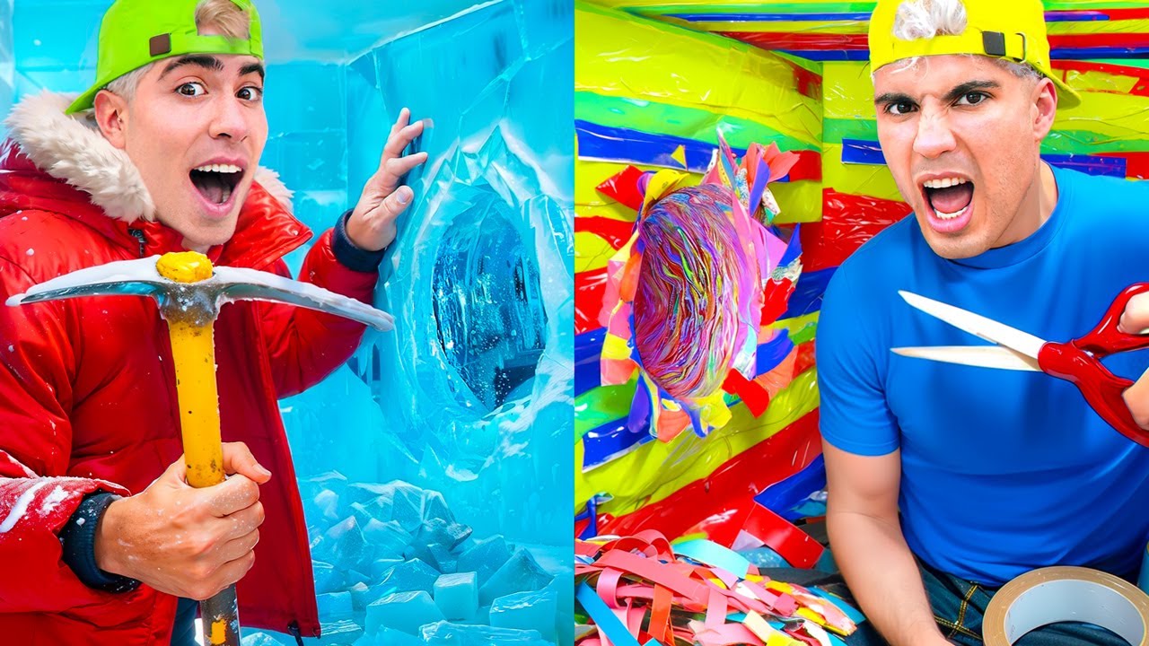 ESCAPANDO DE 100 CAPAS DE HIELO VS CINTA !!