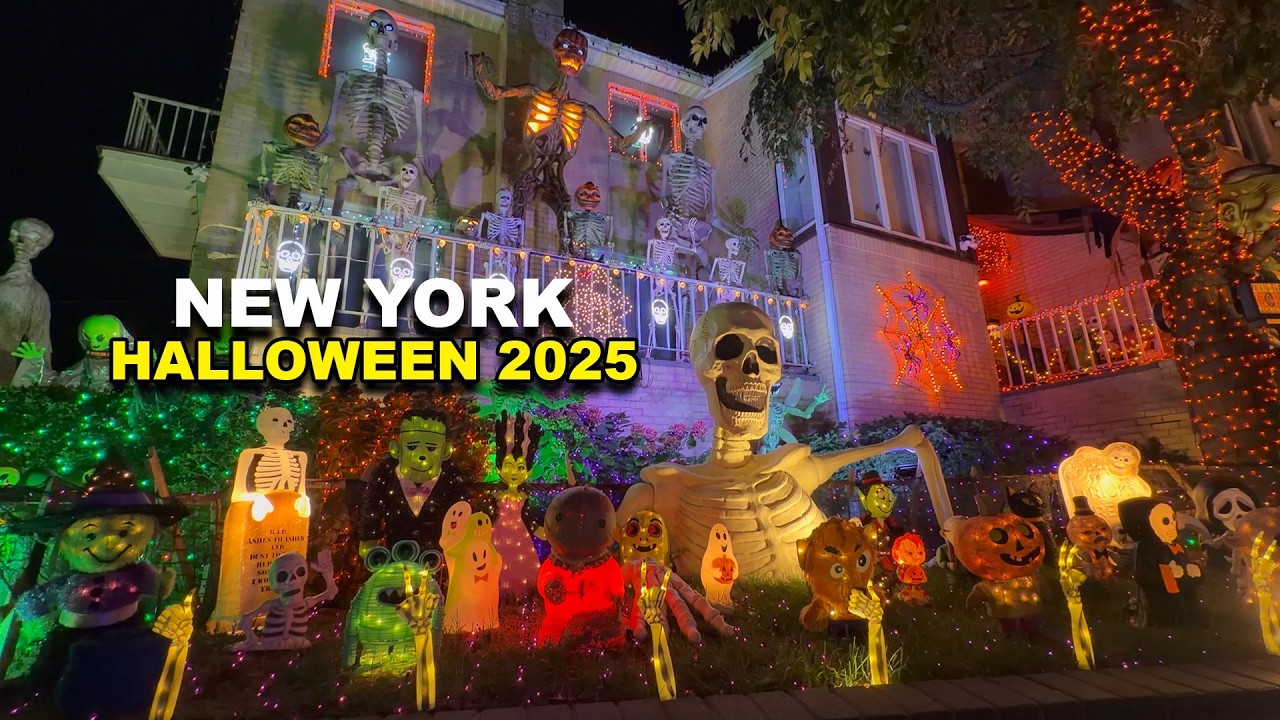 NYC Halloween 2025 Decorations in Brooklyn New York BEST Halloween Yard Displays Walkthrough 4K