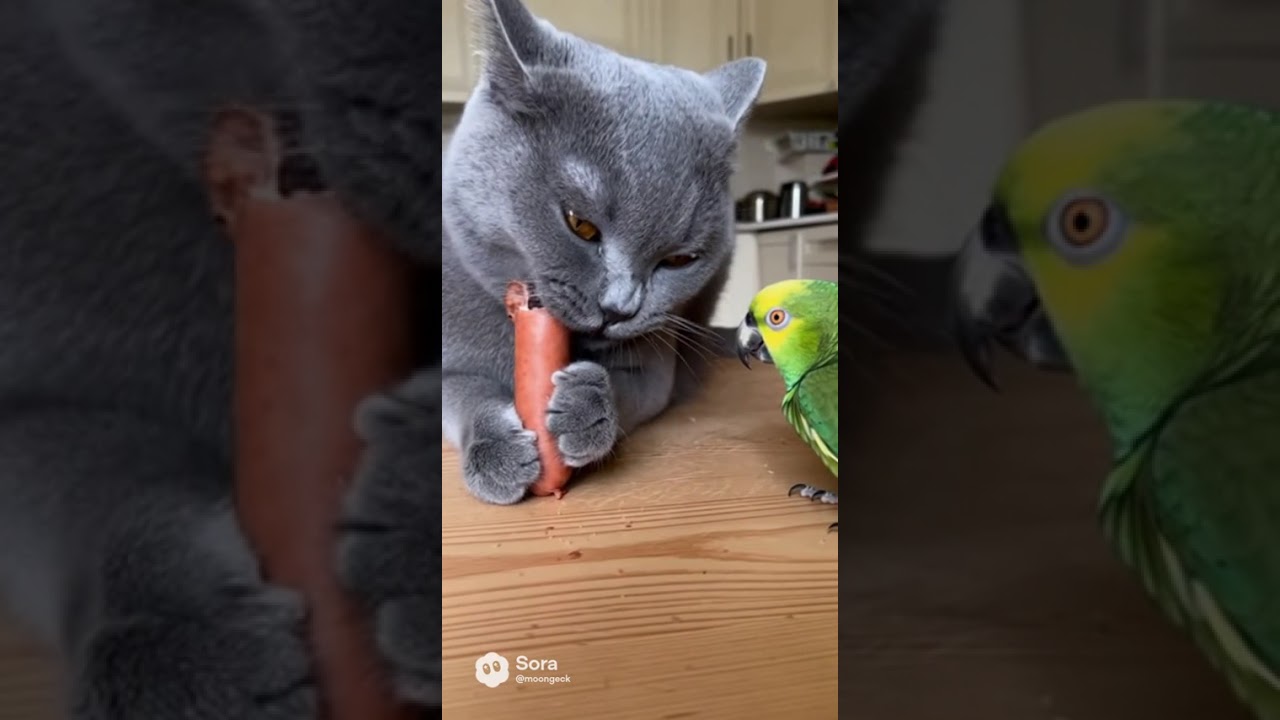 Кот и попугай №22🦜shorts viral