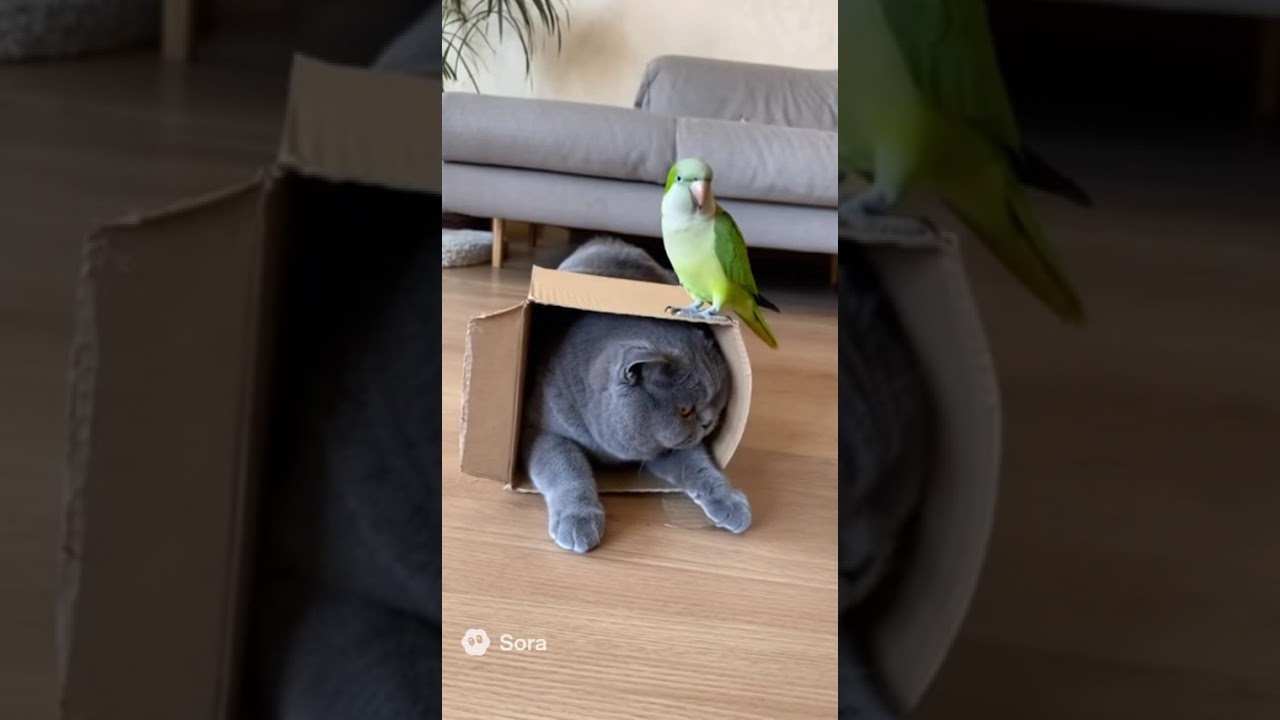 Кот и попугай №10🦜shorts viral