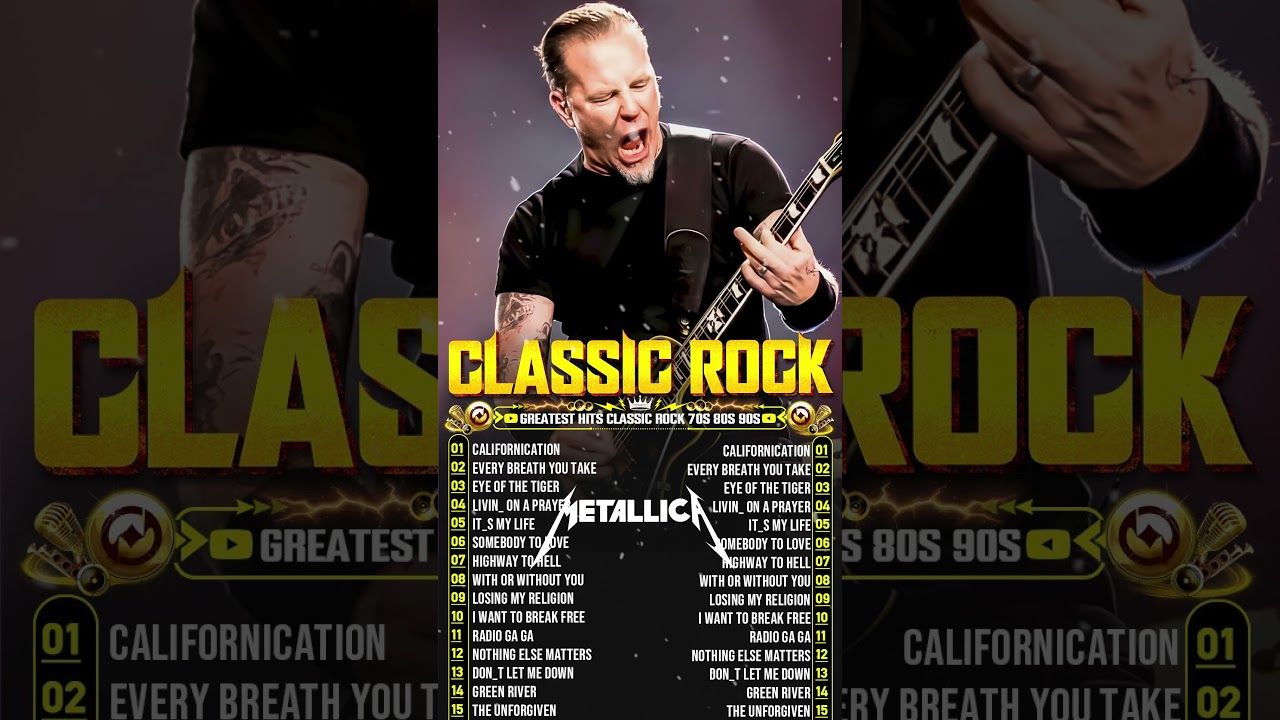 Classic Rock Songs 70s 80s 90s Full Album 🎶 Metallica, Guns N' Roses, ACDC, Bon Jovi, Nirvana, Queen