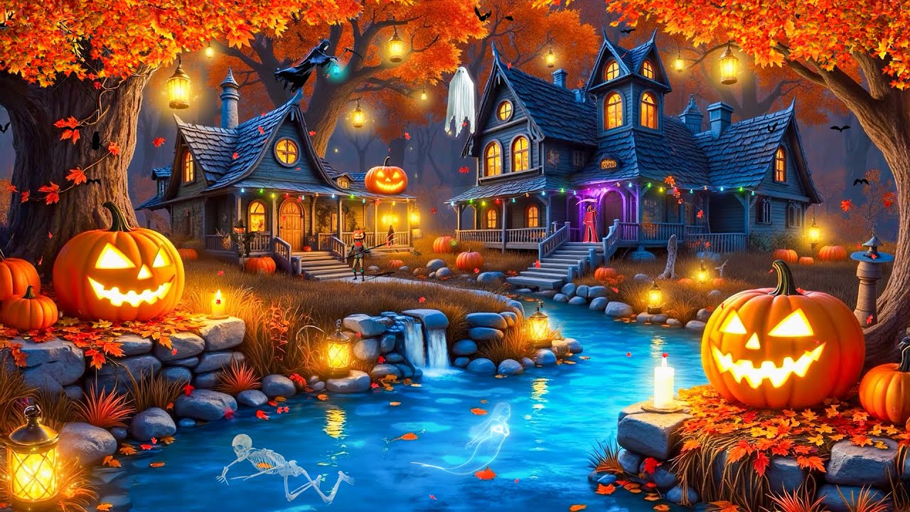Spooky Halloween in Autumn Forest 👻 Best Relaxing Halloween Music 🎃Spooky Sounds, Halloween Ambience