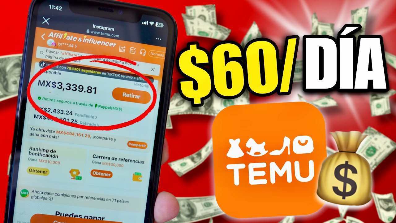 💰 Cómo GANAR $60 USD/día con TEMU Afiliados 🚀 | Como ganar dinero desde casa por Internet 2025✅