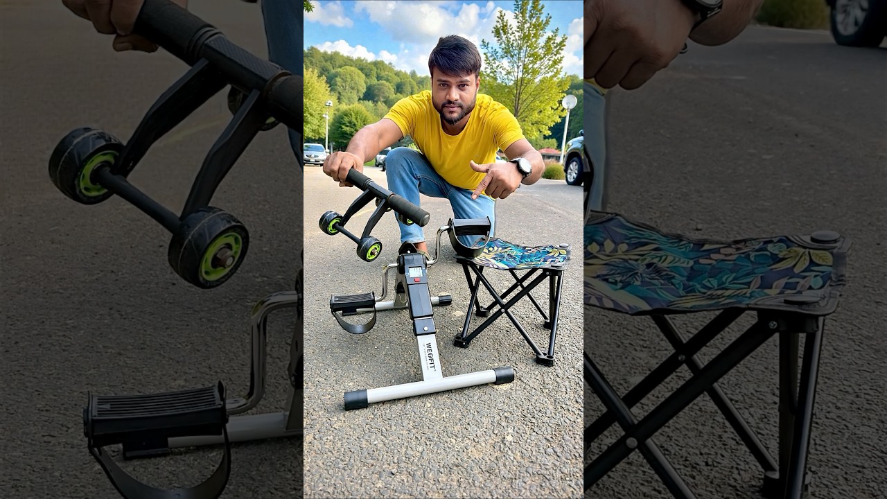 4 Wheel AB Roller Vs Folding Action Air Bike Exercise Cycle Unboxing