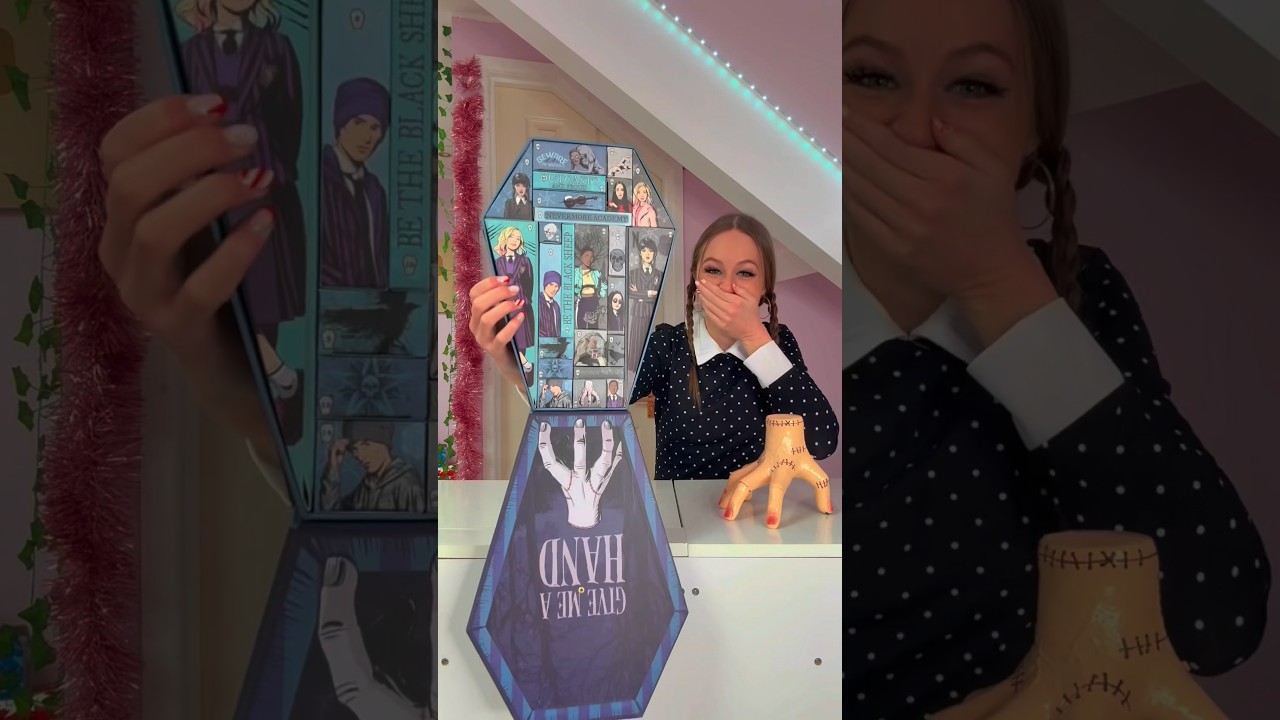 [ASMR] UNBOXING A GIANT *WEDNESDAY* ADVENT CALENDAR 2025!!😱🎁🤚🏻🖤⁉️ (WATCH NOW!!🫢) Shorts