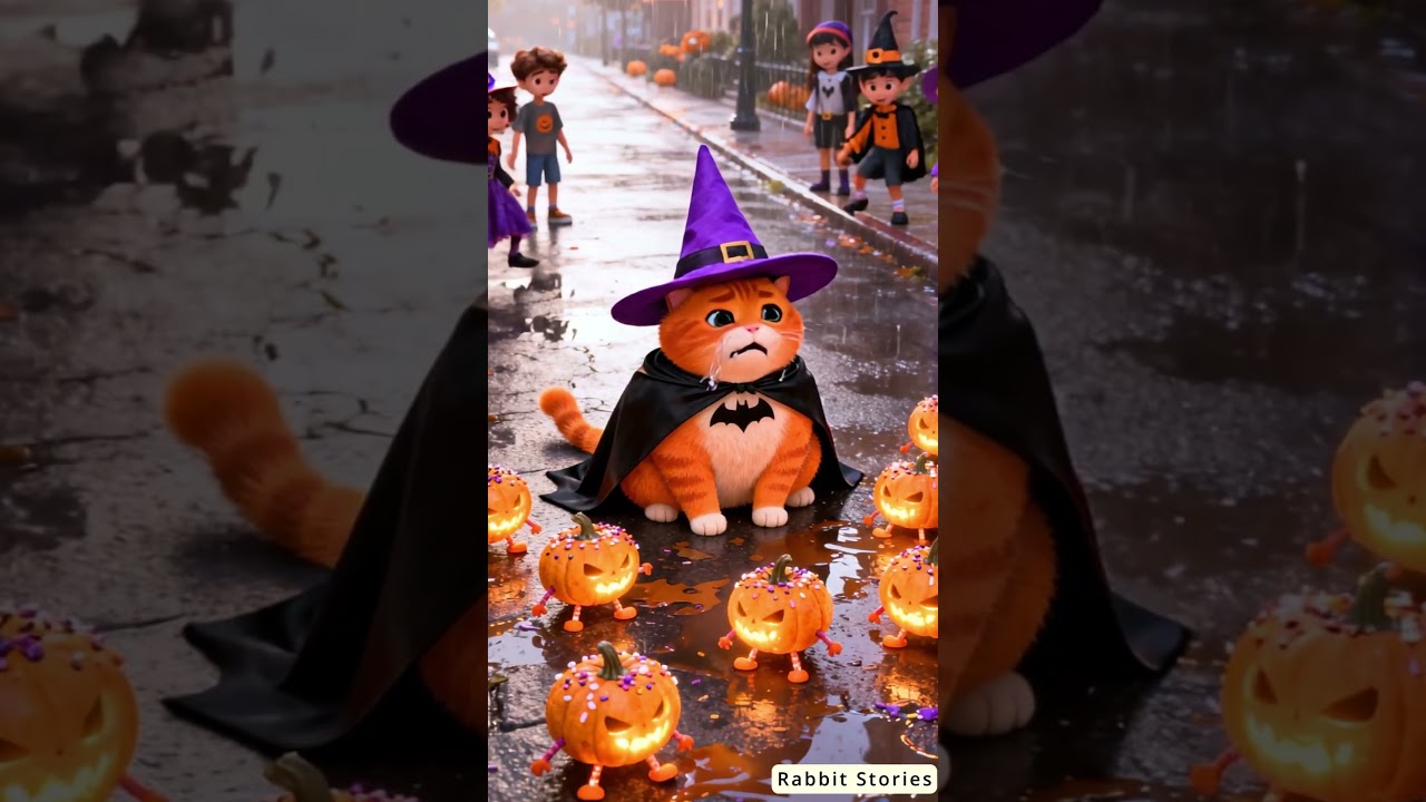 A kitten wanted a costume for the Halloween pumpkin halloween