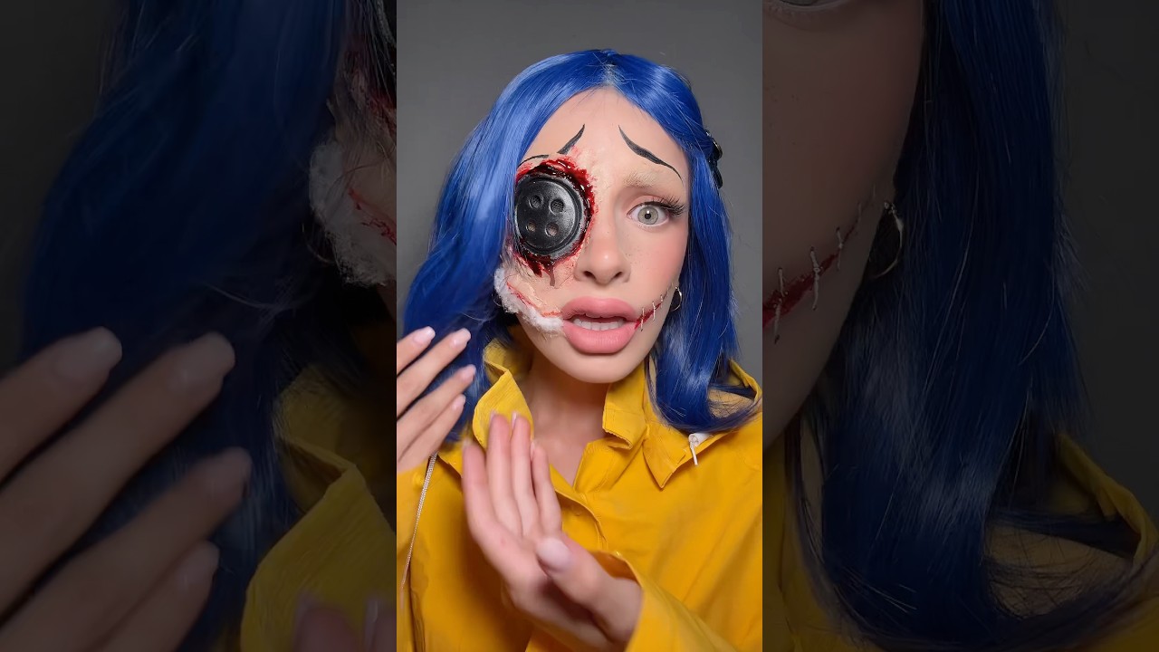 DAY 1 OF 31: CORALINE🪡🧵💙 halloween october makeup shorts viral