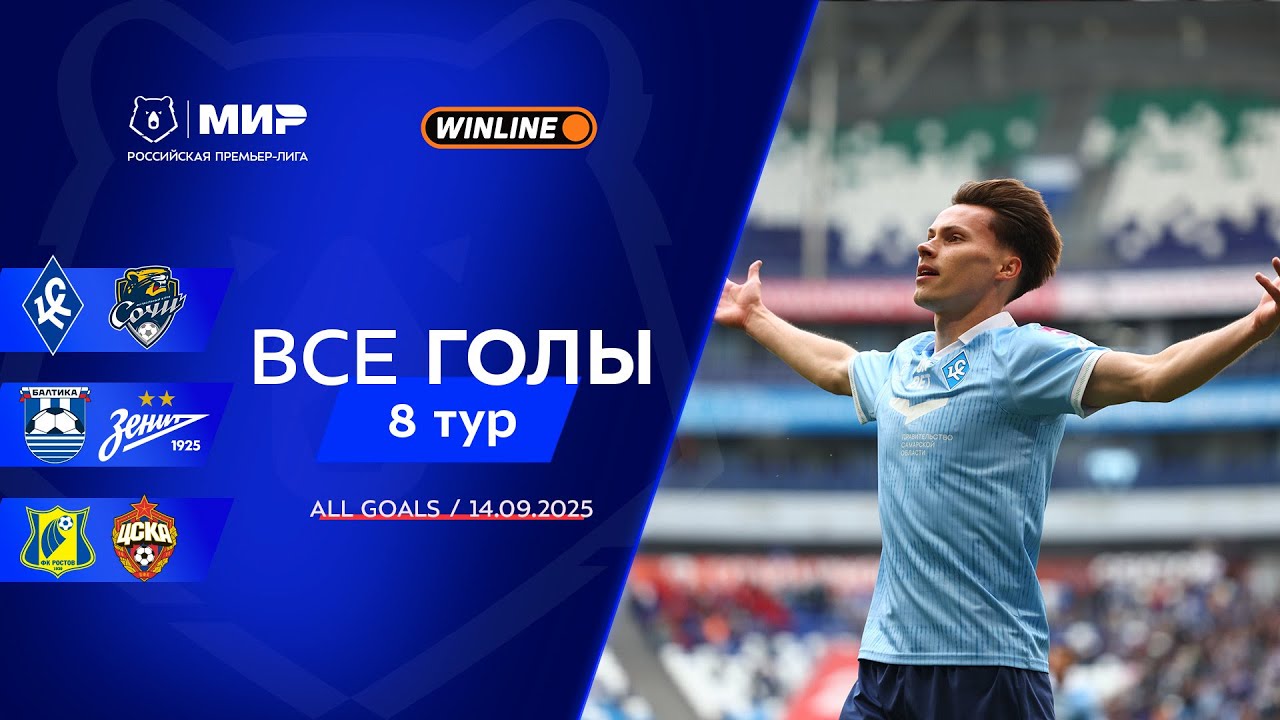 Все голы 14.09.2025 | 8 тур Мир РПЛ 2025/26