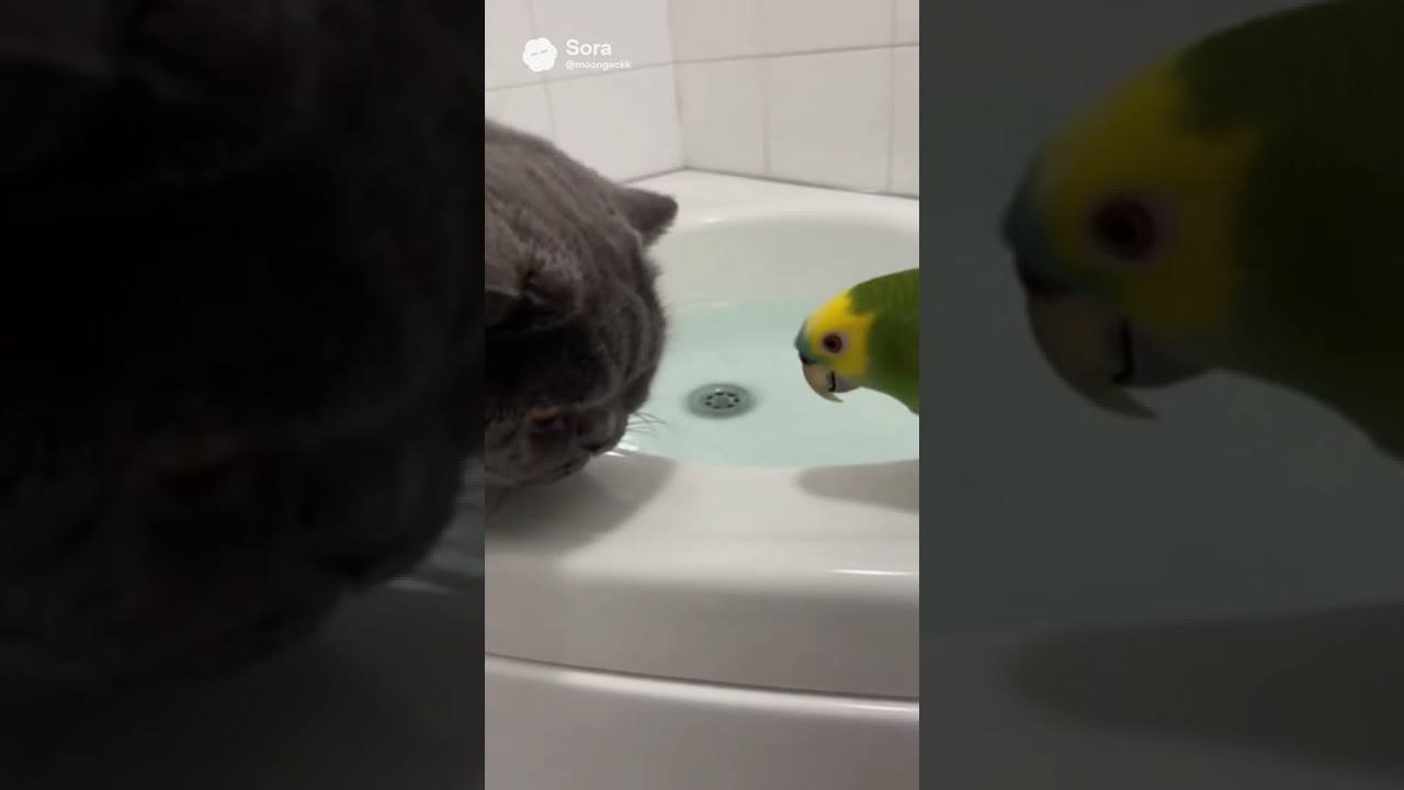 Кот и попугай №16🦜shorts viral