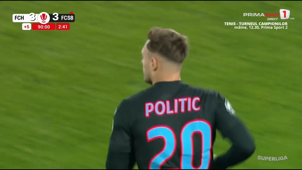 REZUMAT: Hermannstadt - FCSB 3-3. NEBUNIE de meci. Politic, GOL în prelungiri. Bîrligea, eliminat